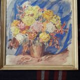 Old painting representing a bouquet of flowers