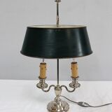 Bouillotte lamp in silver metal, empire style - early twentieth century