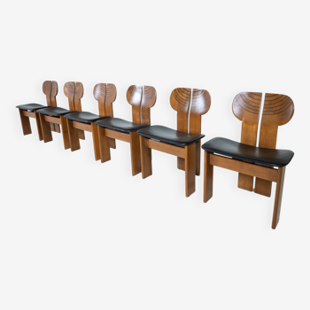 Mid-Century Modern Set of 6 Africa Chairs by Afra & Tobia Scarpa for Maxalto, 1970s