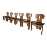 Mid-Century Modern Set of 6 Africa Chairs by Afra & Tobia Scarpa for Maxalto, 1970s