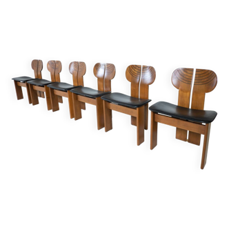 Mid-Century Modern Set of 6 Africa Chairs by Afra & Tobia Scarpa for Maxalto, 1970s