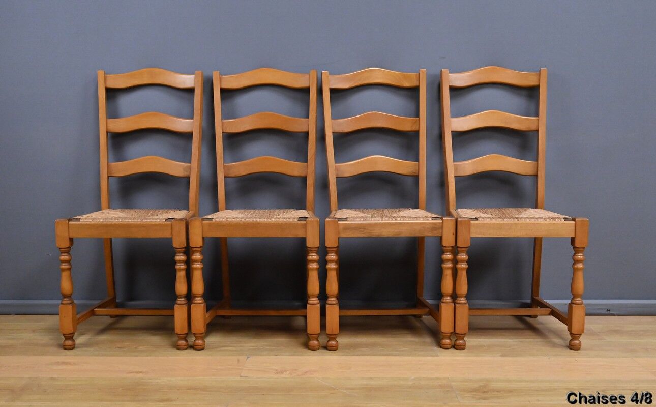 Set of 8 beech chairs – 1980