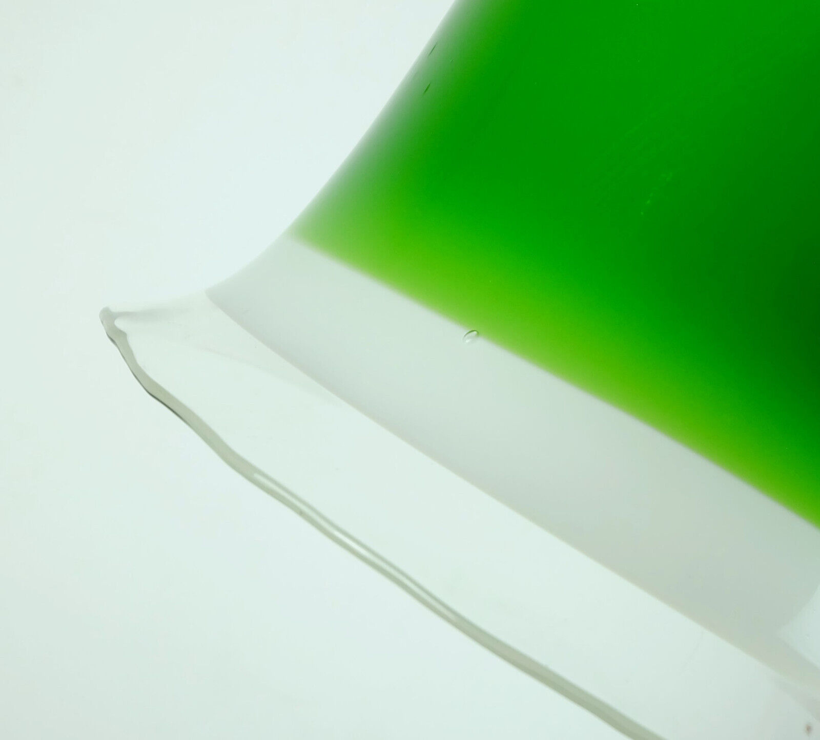 mid century PENDANT LIGHT peill & putzler 1970s green white and clear glass shade model AH 191