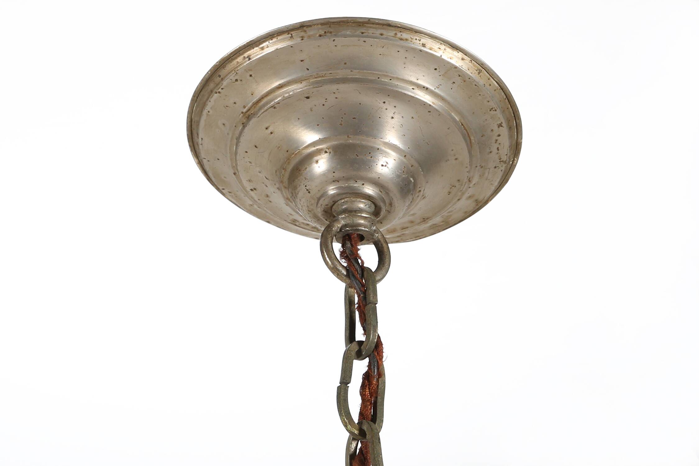 Art Deco chandelier with etched pink glass shades, Belgium 1930s