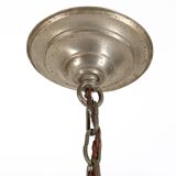 Art Deco chandelier with etched pink glass shades, Belgium 1930s