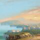 Peinture ancienne gouache avec vue sur Sorrente XIXe siècle