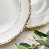 6 Vintage French white and gold porcelain soup plates SPF –