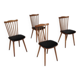 Set of 4 Baumann Menuet chairs black leatherette compass legs