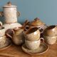 Tea or coffee service in Puisaye stoneware, signed Jean-Pierre Prud’homme