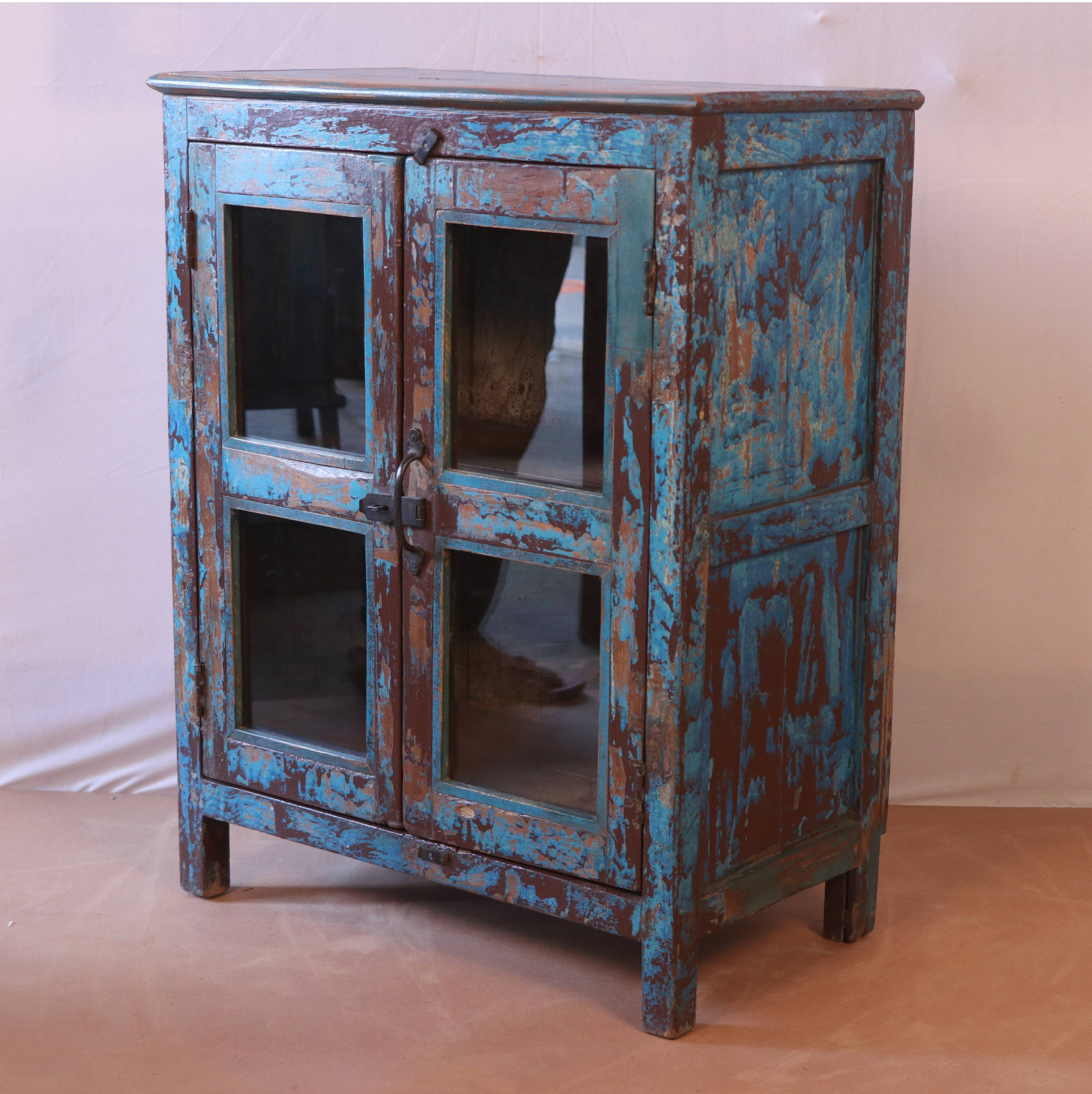 Old Burmese teak pantry original blue patina