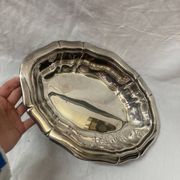 silver serving dish, 1970