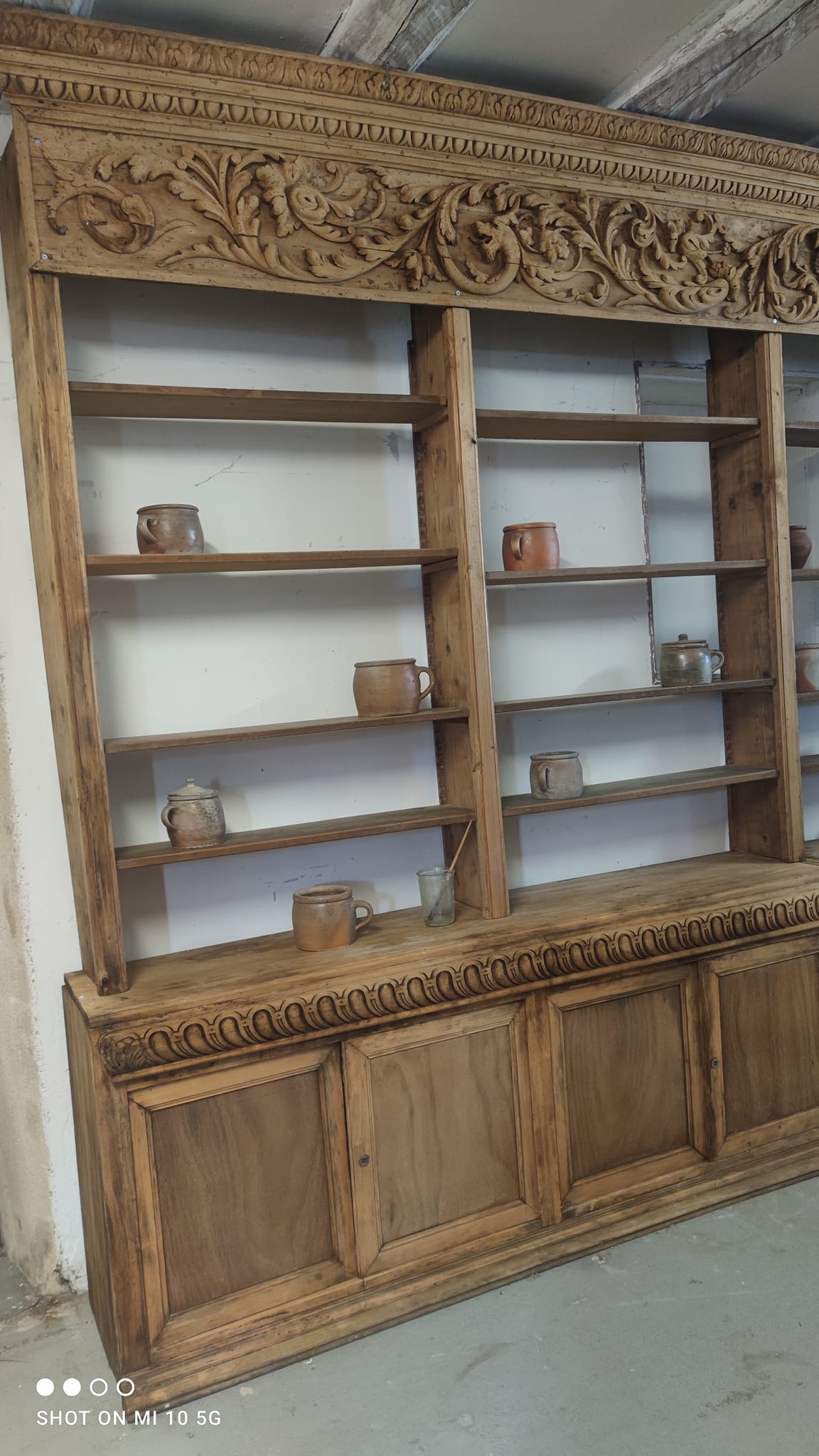 Large natural wood bookcase late nineteenth