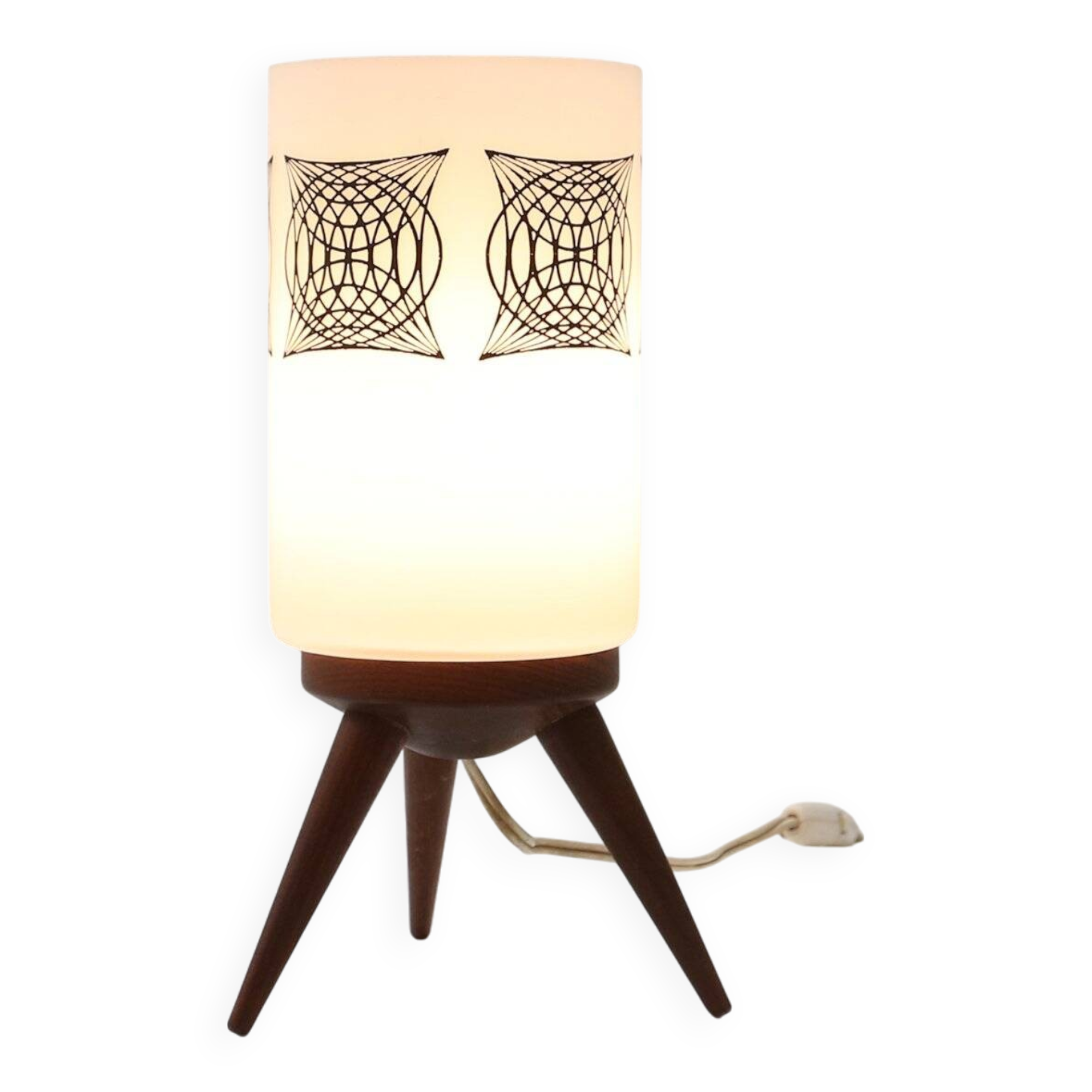 Mid-century sixties table lamp with opaline glass shade, France