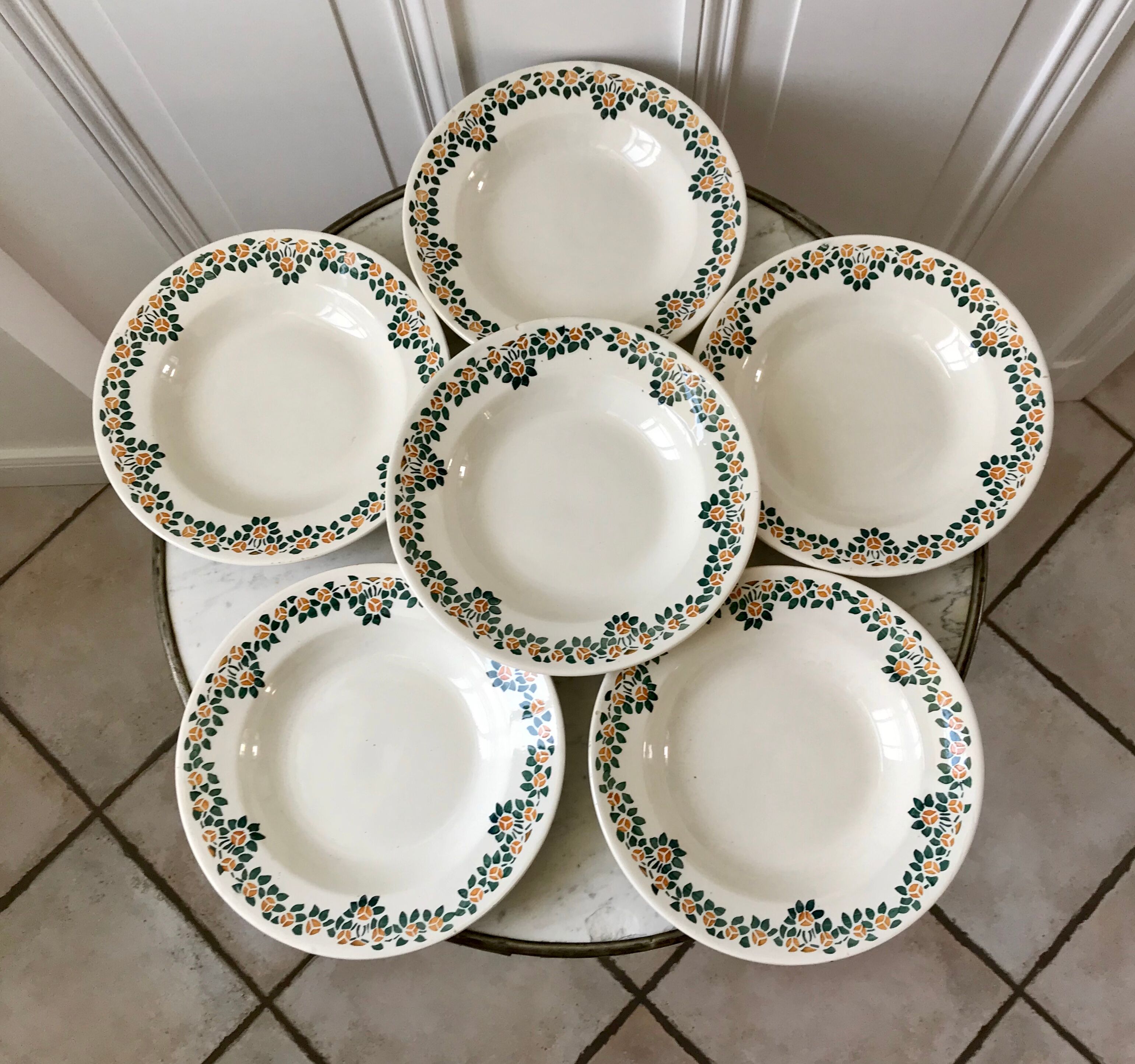 Set of 6 hollow earthenware plates New Givors model "RIta" 30s