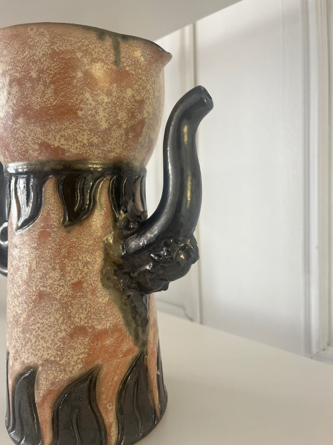 Belgian ceramic pitcher signed Sylvain Sttublet