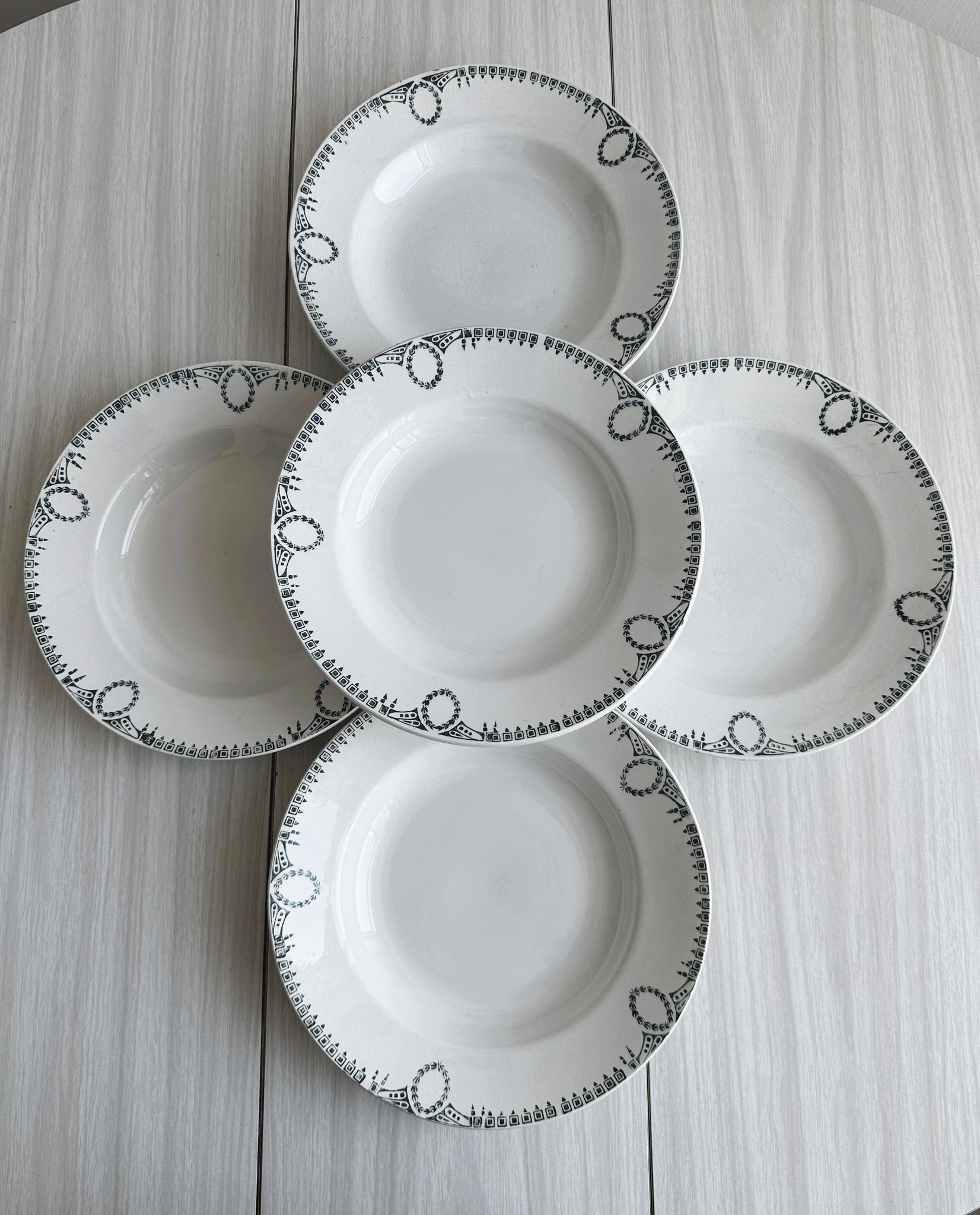 5 iron earthenware soup plates