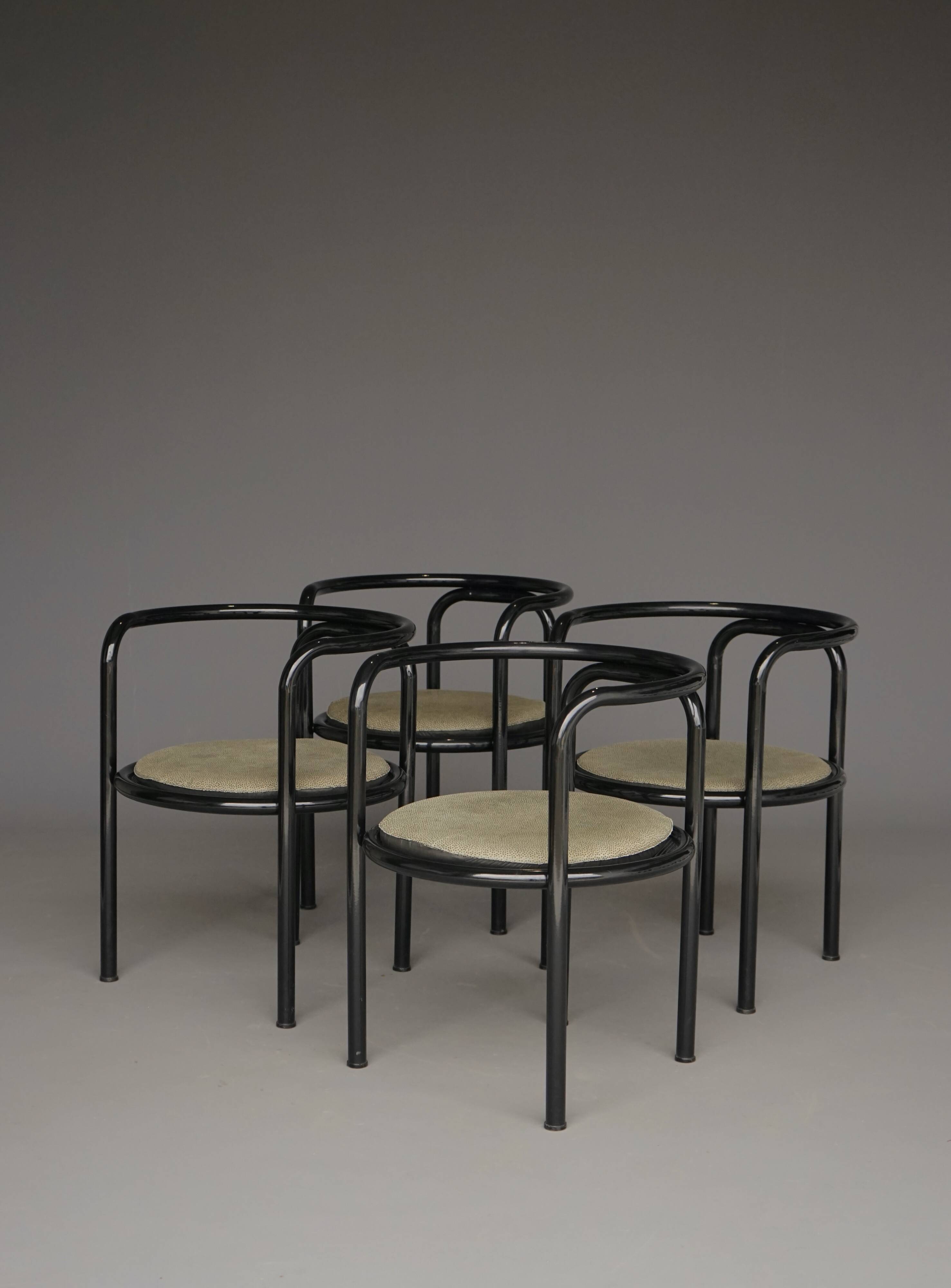 Set of 4 black 'Locus Solus' chairs by Gae Aulenti for Poltronova, 1960s