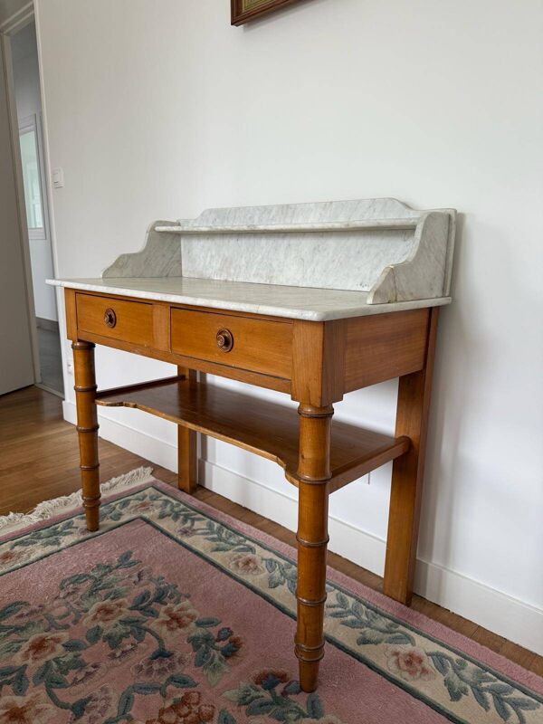 Coiffeuse table de toilette bois et marbre