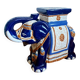 Stool or elephant plant stand in blue ceramic