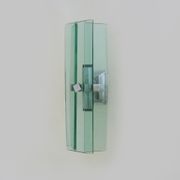 Stainless steel wall lamp and bluish glass, 2 lights, Veca 1960