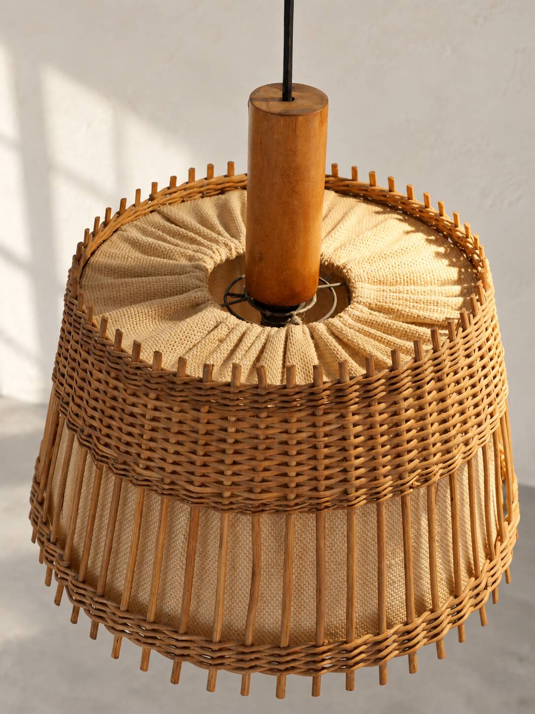 Vintage wooden and fabric suspension