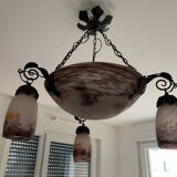 Art Deco ceiling light with four lights signed DEGUÉ (David Gueron)