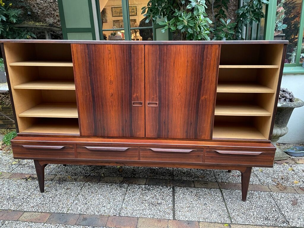 Scandinavian high rosewood sideboard by Johannes Andersen edited by Samcom