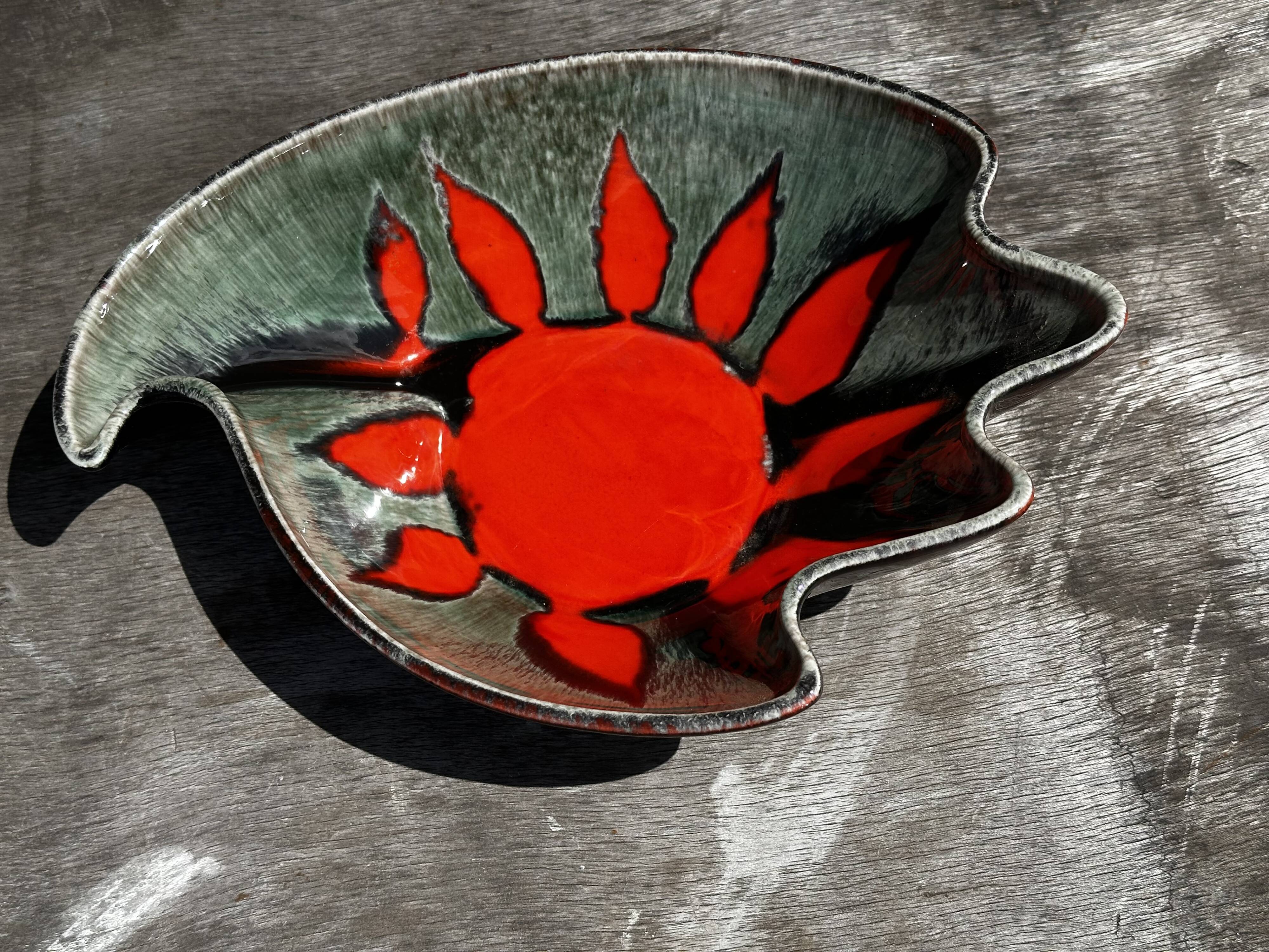 Coupe / Vide Poche - Décor Soleil - Forme Libre - Céramique Elchinger