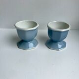 Duo of coquetiers limoges sky blue 50s