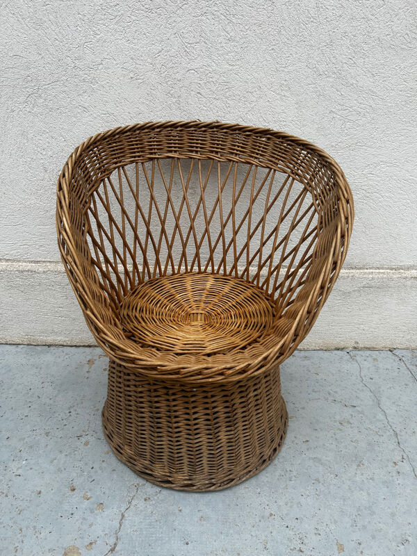 Fauteuil corbeille en rotin