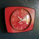 Formica vintage silent wall clock "Japy Electric Raspberry"