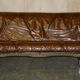 Vintage hand-dyed leather canapé, mid-century style.