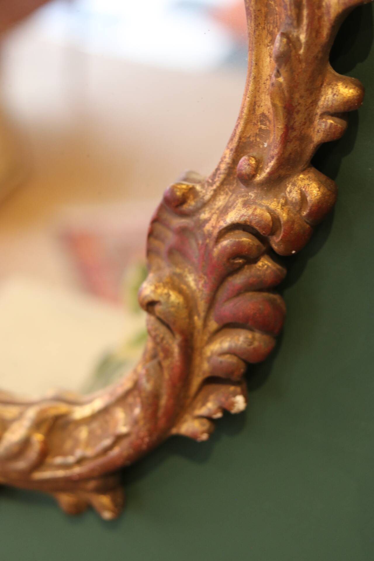 Gilded plaster wall mirror, Rococo style, mid-20th century