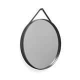 Miroir HAY Ø70 cm à sangle, cadre métal mastic, style scandinave minimalist