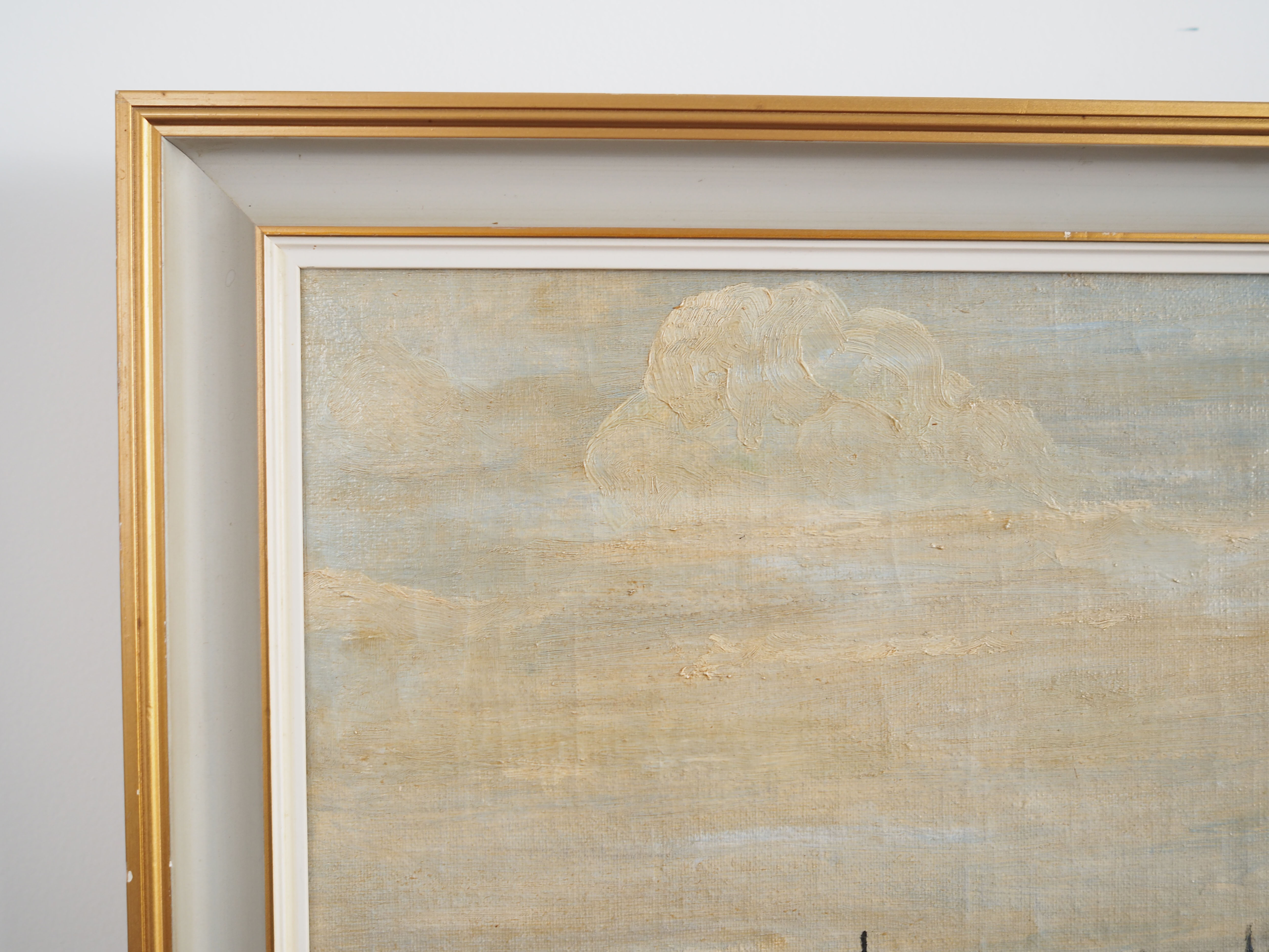 Peinture « Le moulin à vent au-dessus de la Marina », design scandinave, années 1970