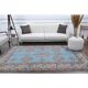 Vintage Turkish hand-knotted wool cotton blue area rug 170x259