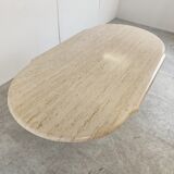 Vintage oval travertine dining table, 1970s
