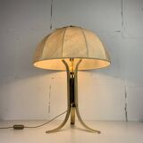 Large ( 65 cm ) midcentury brass space age mushroom table lamp, 1960s