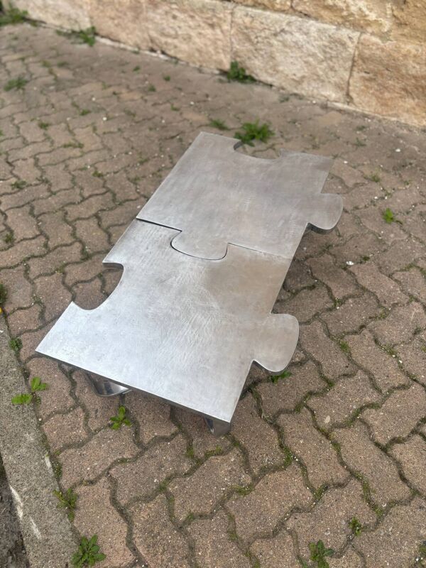 Paire de tables basses puzzle artisanales