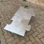 Pair of uniquely designed handmade puzzle coffee tables