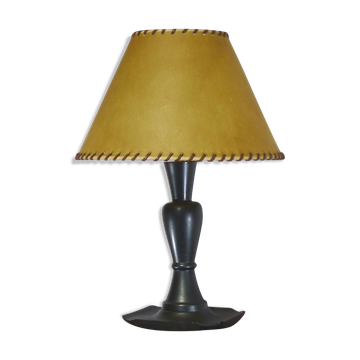 Baluster lamp in glossy black enamelled earthenware