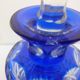 Set of 3 crystal bottles cut cobalt blue and transparent St Louis, Baccarat