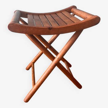 Tabouret yougoslave en bois année 60 pliant