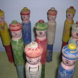 Set of 9 wooden pins