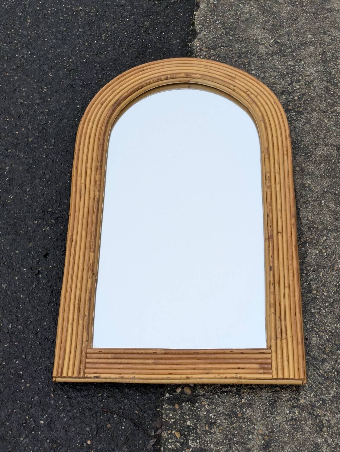 Vintage bamboo rattan mirror 1960 Italy