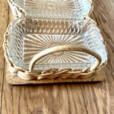 Vintage wicker and wood serving tray