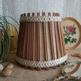 Vintage 70s fabric and wood pendant light