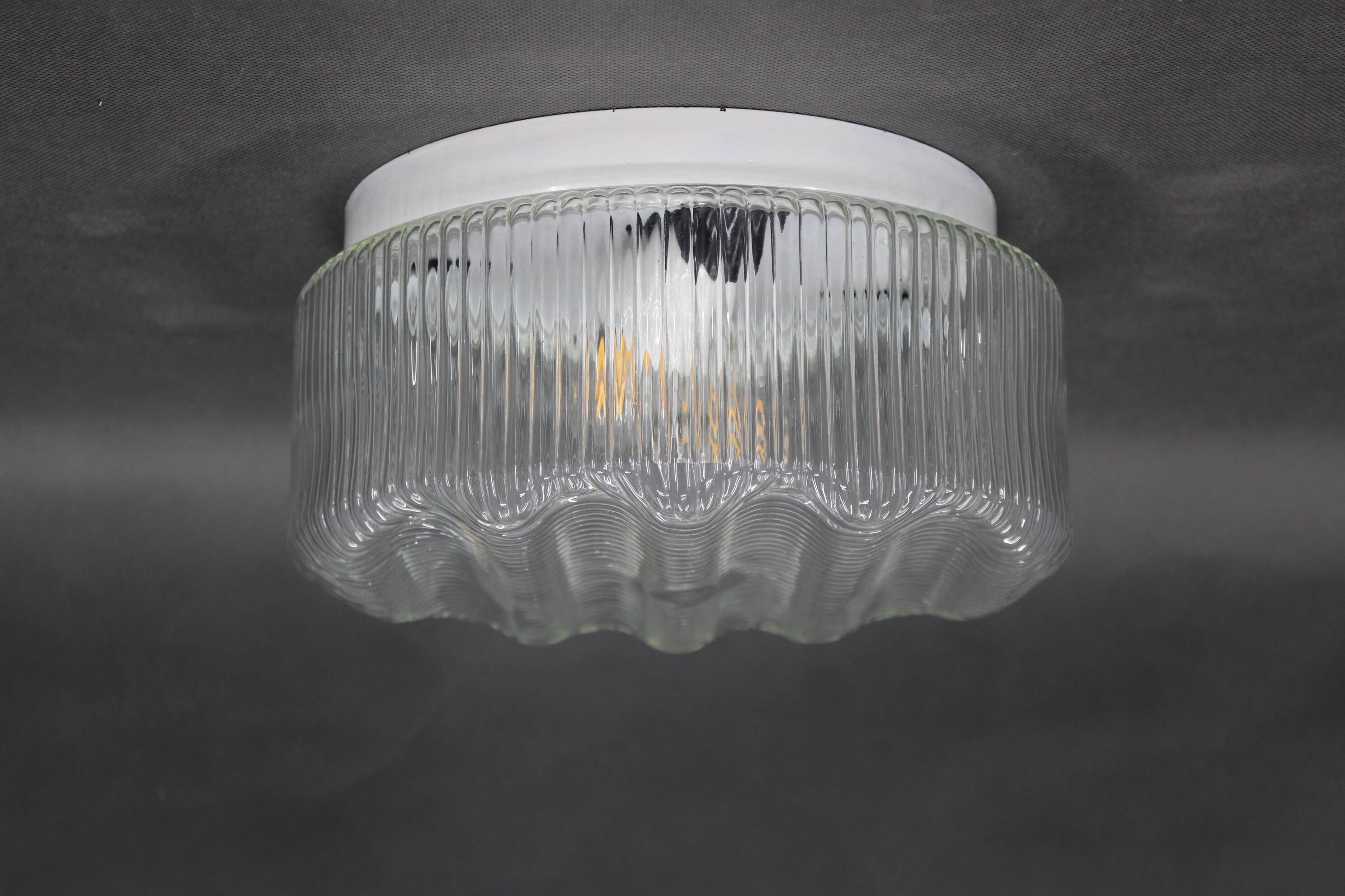 1970s Round Glass Ceiling Light, Czechoslovakia