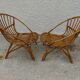 Pair of rattan shell armchairs