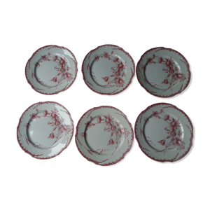 6 assiettes plates tournesols roses